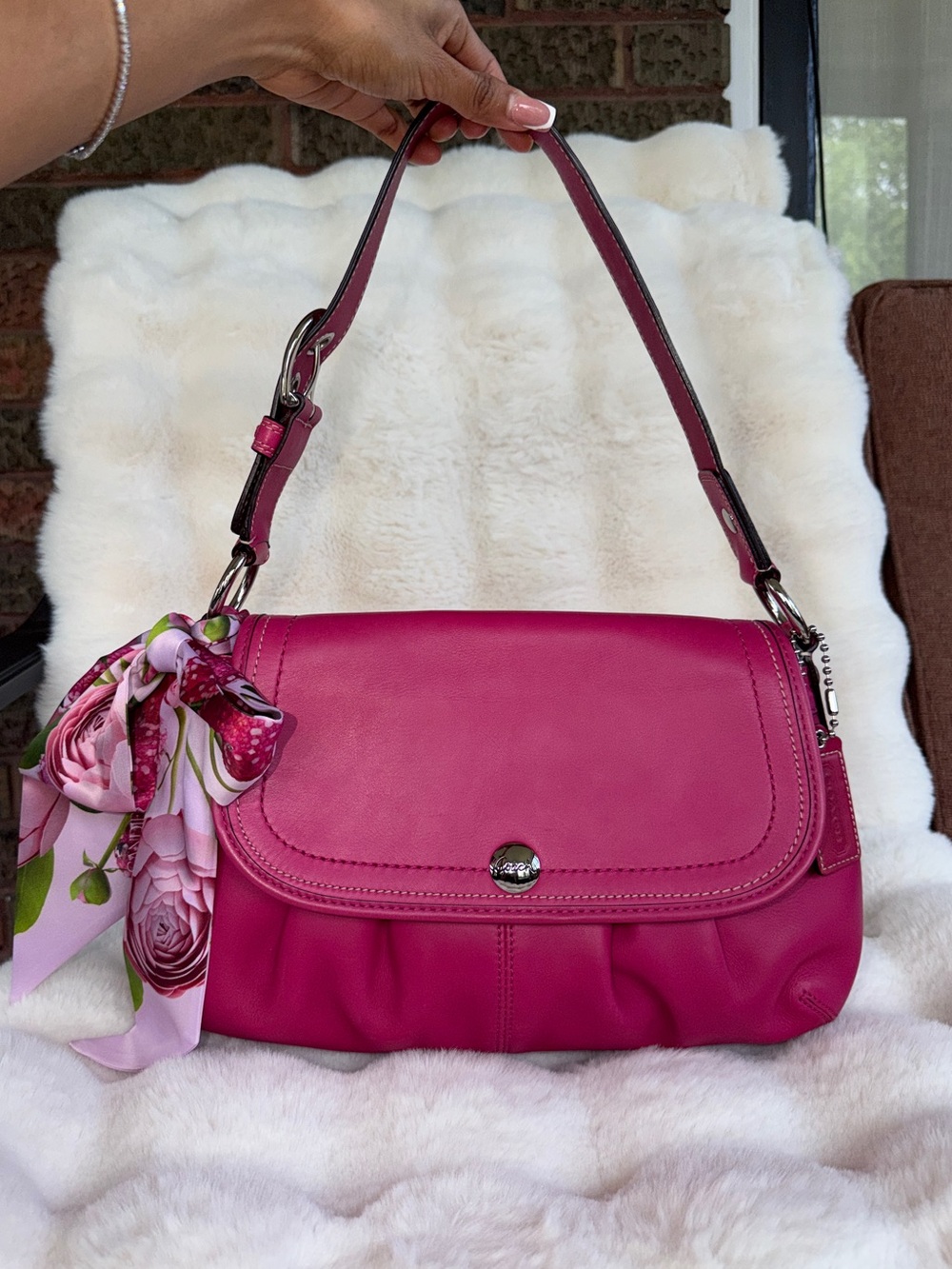 Coach Pink Pleated Shoulder Bag